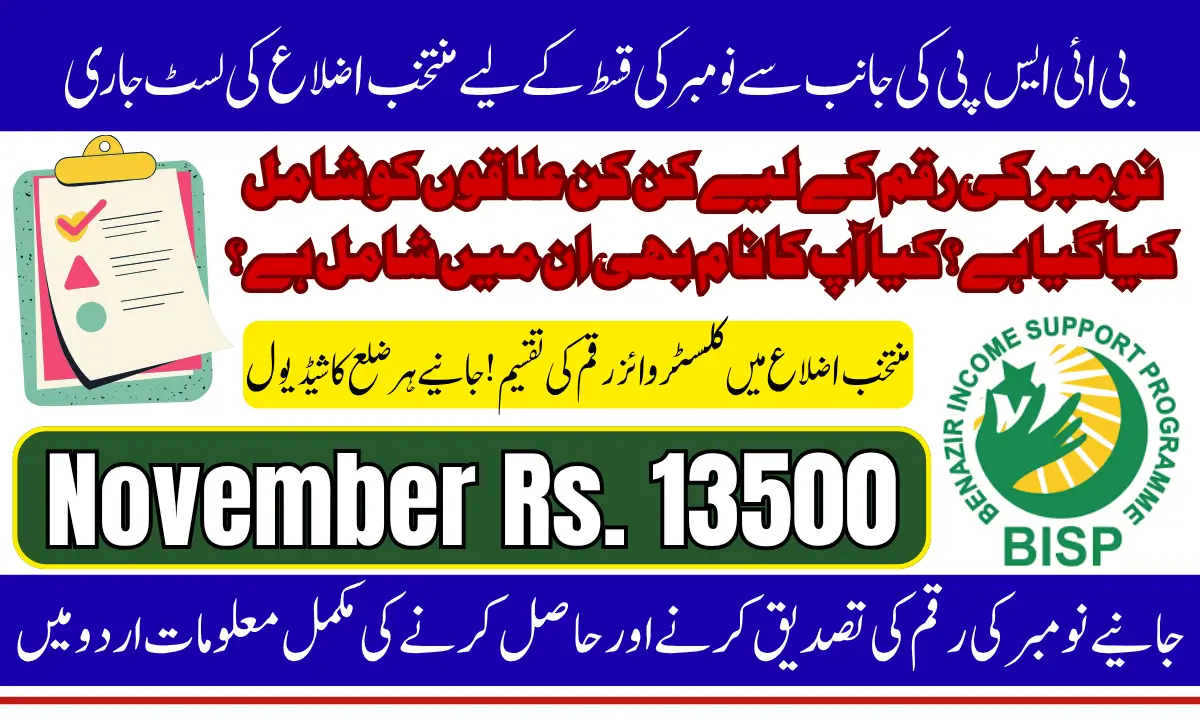 BISP Payment Districts November 2025 – Full Payment Schedule, District List, and Withdrawal Guide