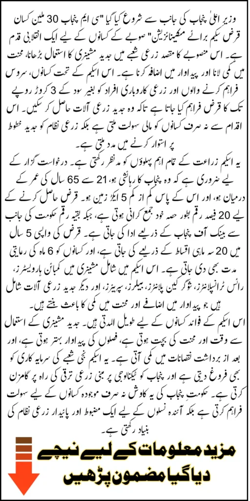 CM Punjab 30 Million Farmer Loan Scheme For Mechanization Know Repayment Plan And Key Features