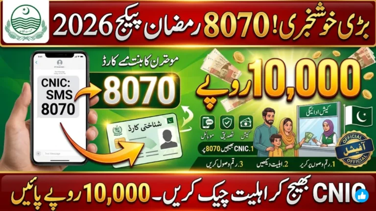 Punjab 8070 Ramzan Package Code 2026 Check Rs 10,000 Eligibility by CNIC via SMS