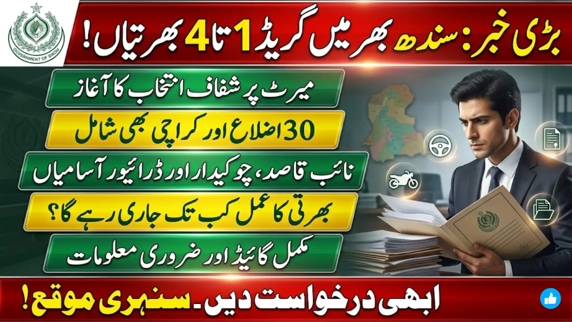 Sindh Grade 1 to 4 Recruitment 2026 Complete Guide for Applicants Across 30 Districts