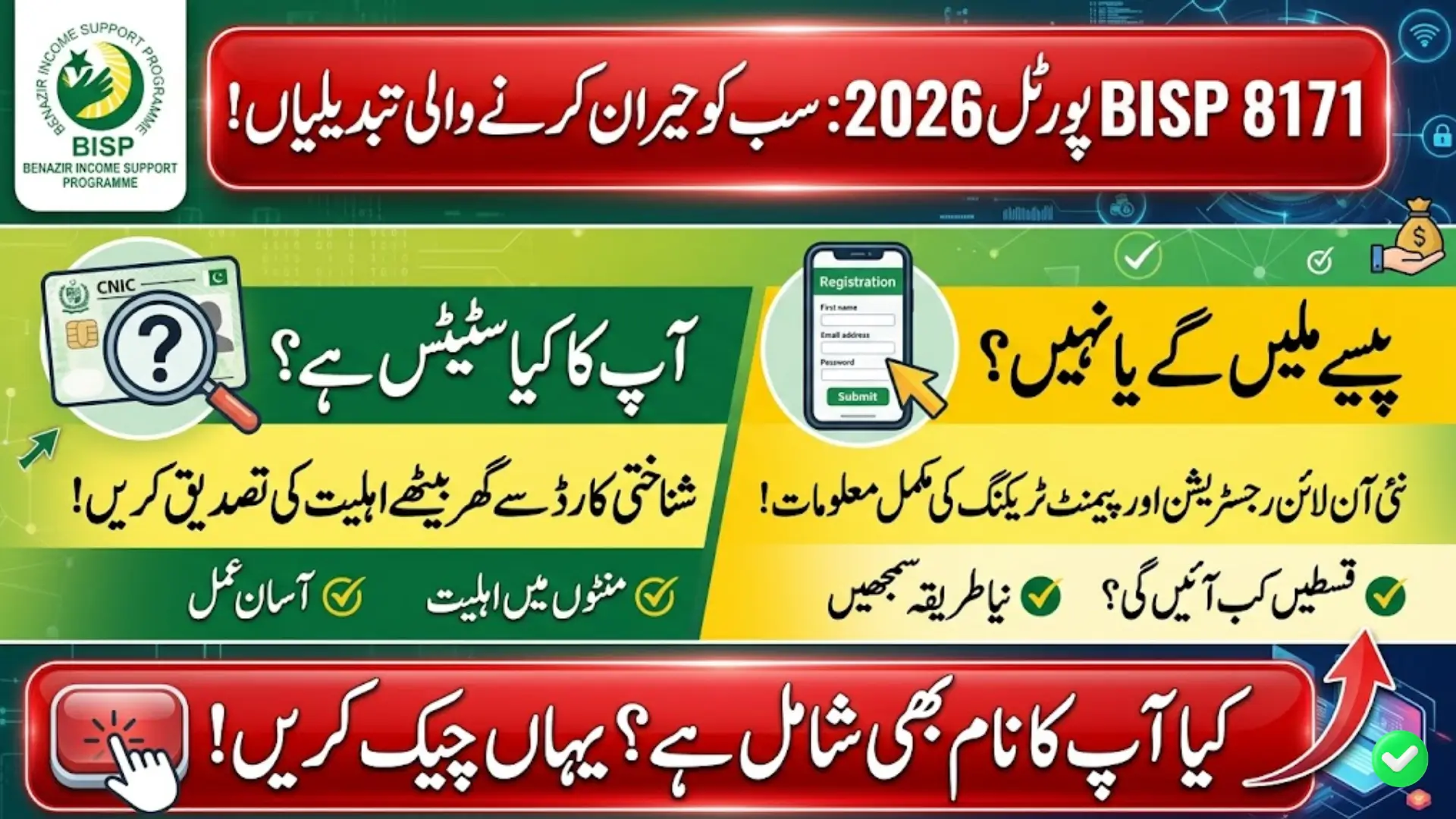 BISP 8171 CNIC Check 2026 Online Registration, Eligibility Verification and Payment Tracking Method