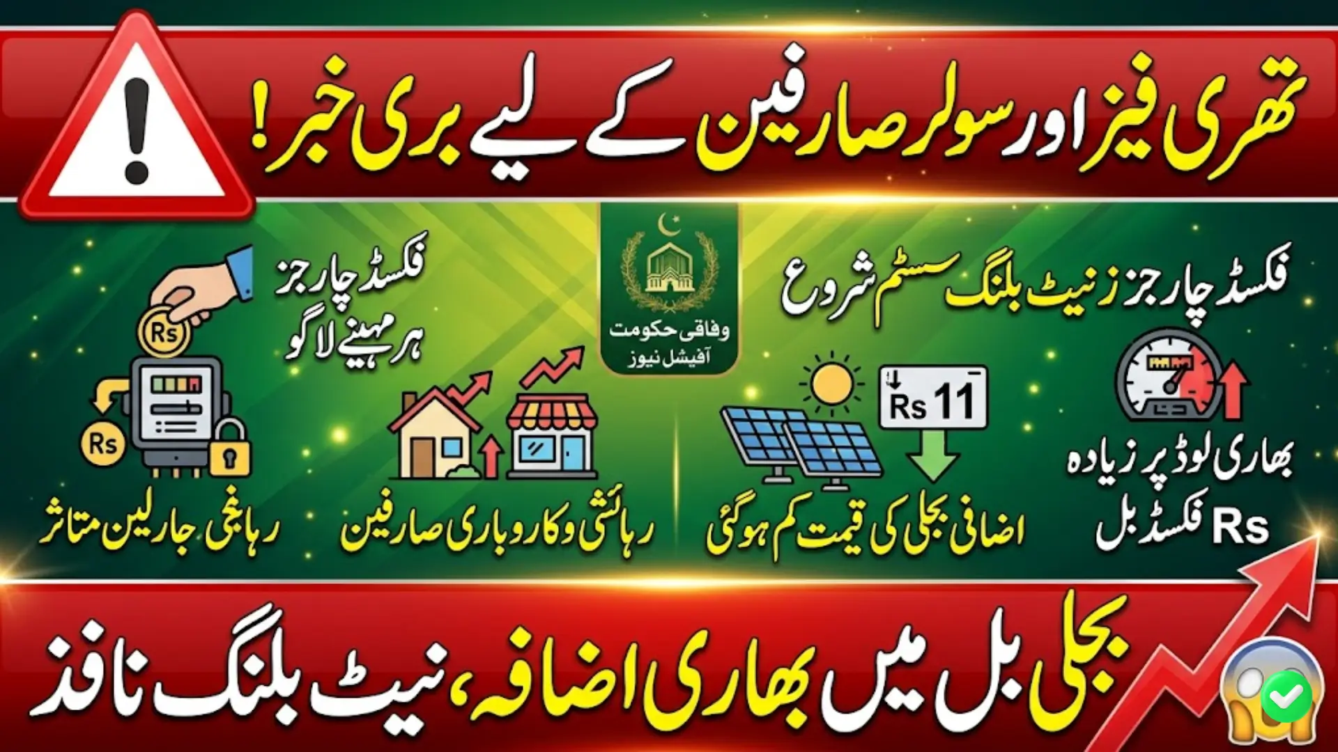 Federal Government Introduces Fixed Charges for Three-Phase Electricity Consumers and Net Billing for Solar Users