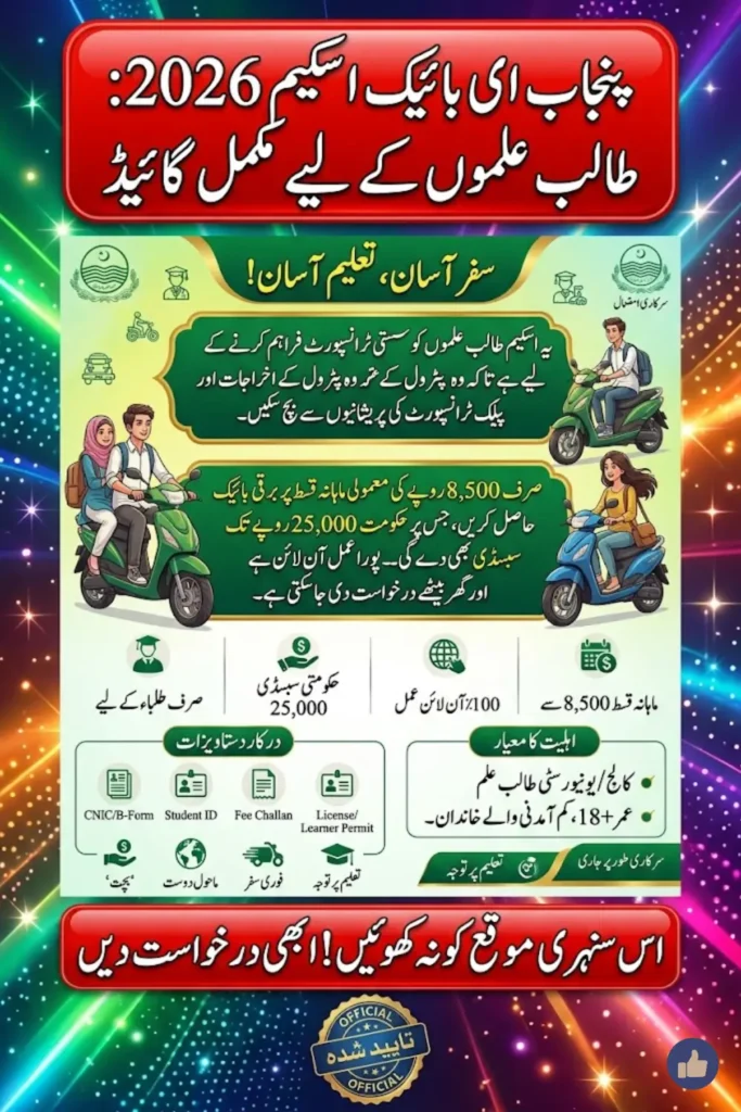 Punjab E-Bike Scheme 2026: Complete Student Guide for Application, Eligibility and Benefits