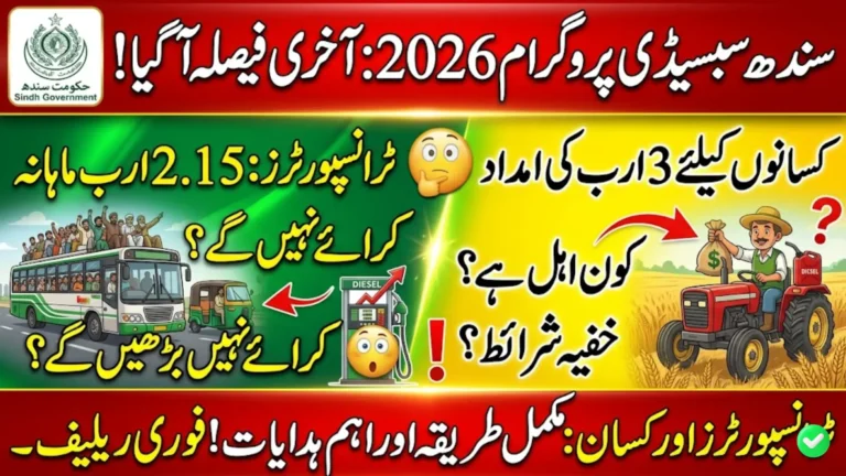 Sindh Subsidy Program 2026: Relief for Transport Operators and Small Farmers Amid Rising Fuel Prices