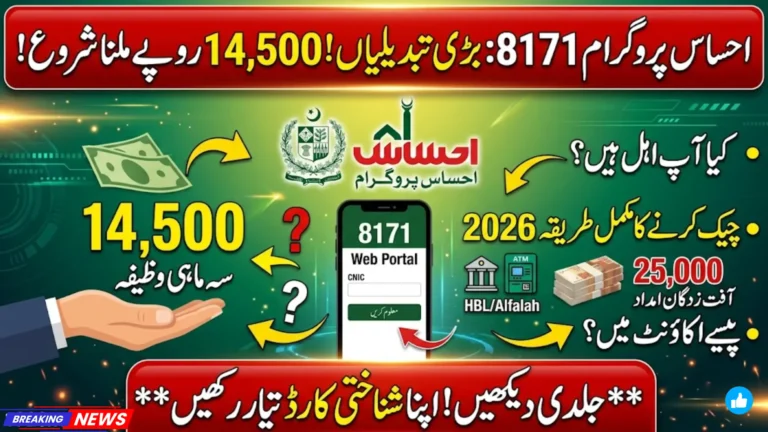 احساس پروگرام 8171 پیسے چیک کرنے کا طریقہ 2026: مکمل رہنمائی
